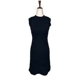 Banana Republic Crochet Mini Dress Womens 2 Sleeveless Sheath Lined Zip Black